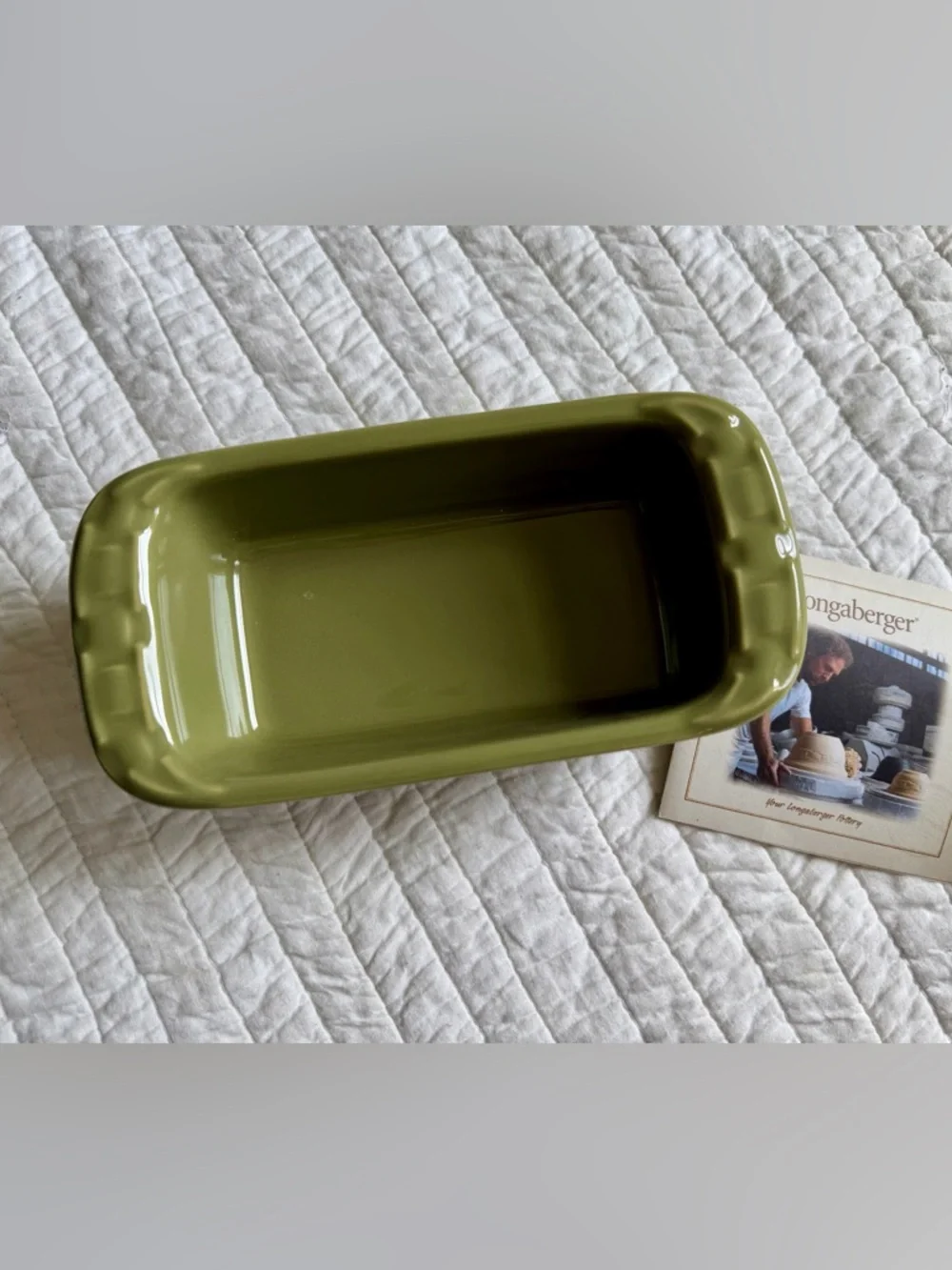 Longaberger Woven Traditions Heritage Green Rectangular Loaf Baker Dish